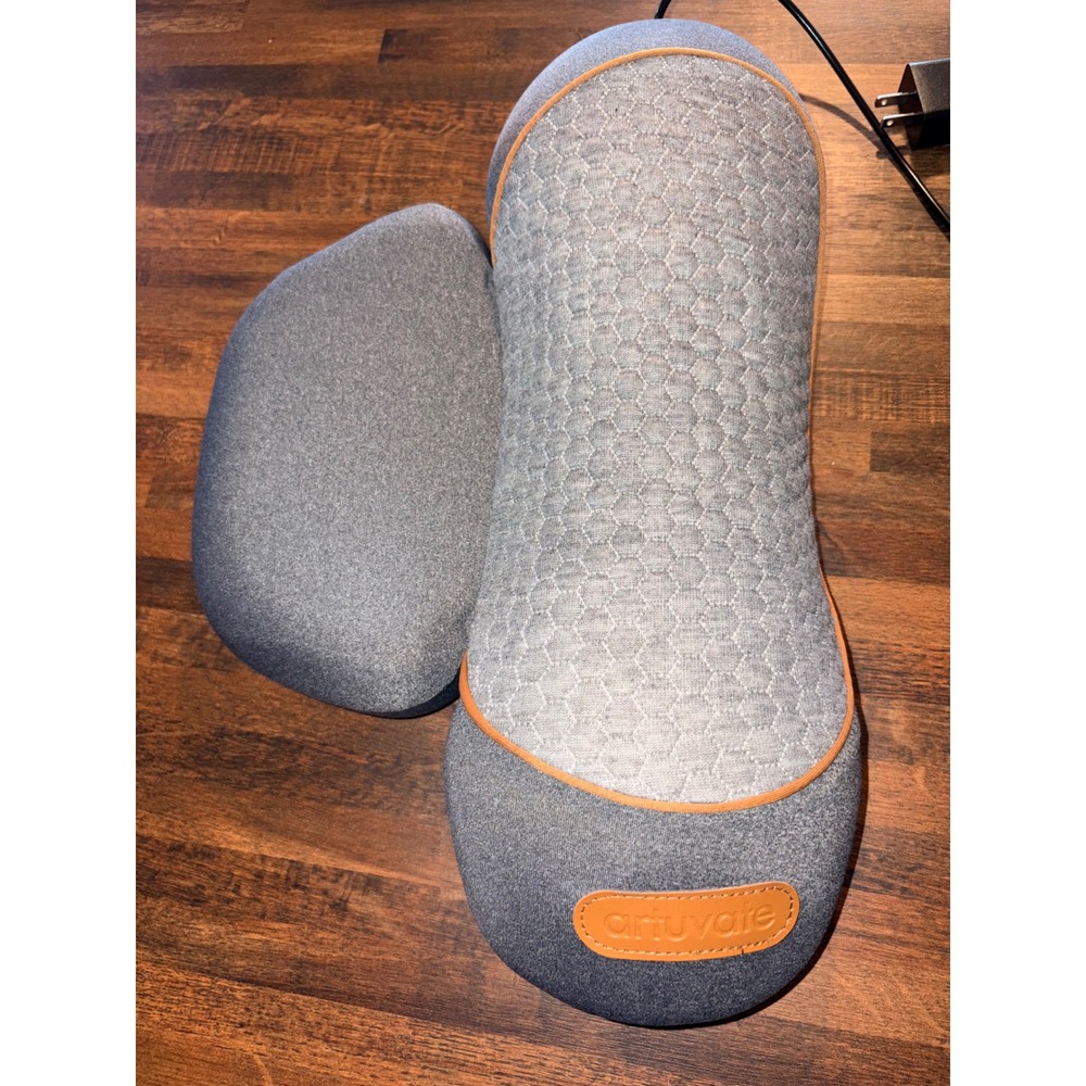 Artuvate Heated Lumbar Support Pillow Grey Vibration Massage Back Cushion